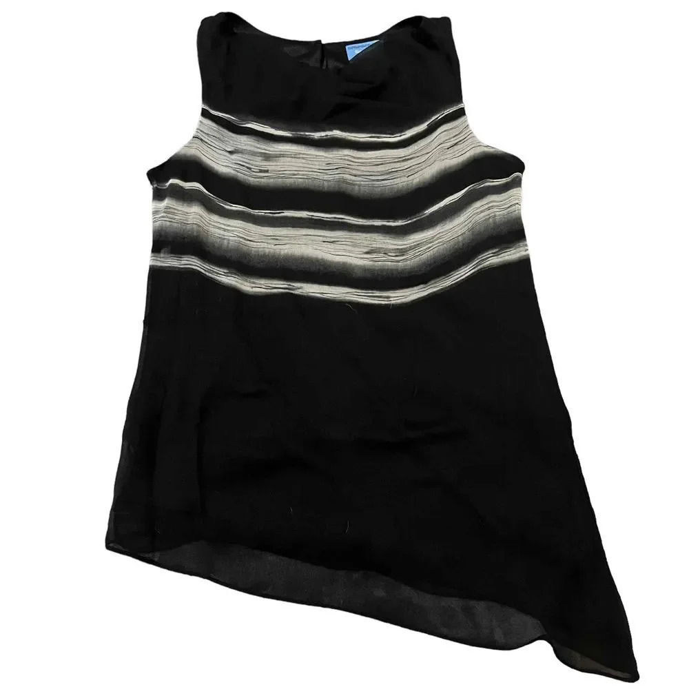 SimplyVera VERA WANG Sleeveless‎ Asymmetrical Striped Top Size Medium